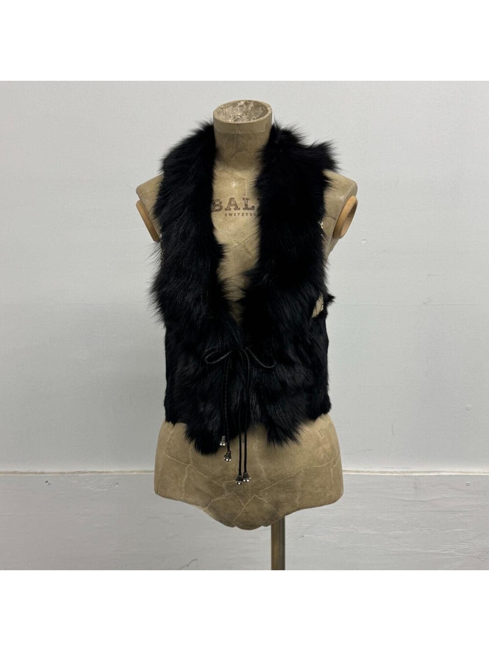 Vintage Y2K Black Fox & Rabbit Fur Vest